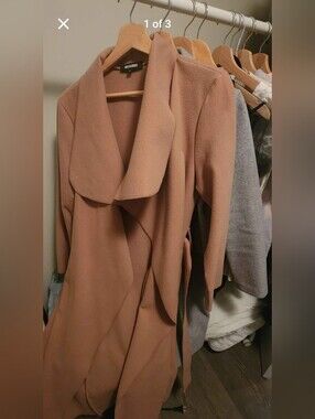 Missguided Camel Waterfall Drape Trench Coat